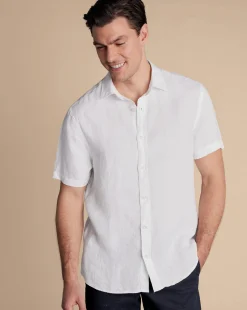 Best Sale Charles Tyrwhitt Pure Linen Short Sleeve Shirt - White