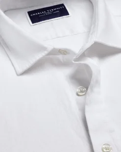 Best Sale Charles Tyrwhitt Pure Linen Short Sleeve Shirt - White