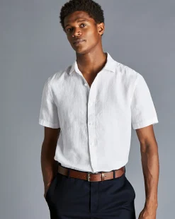 Best Sale Charles Tyrwhitt Pure Linen Short Sleeve Shirt - White