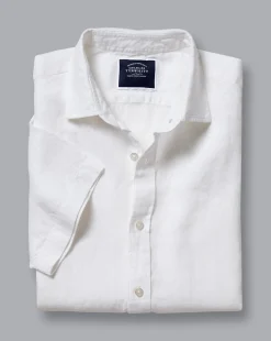 Best Sale Charles Tyrwhitt Pure Linen Short Sleeve Shirt - White