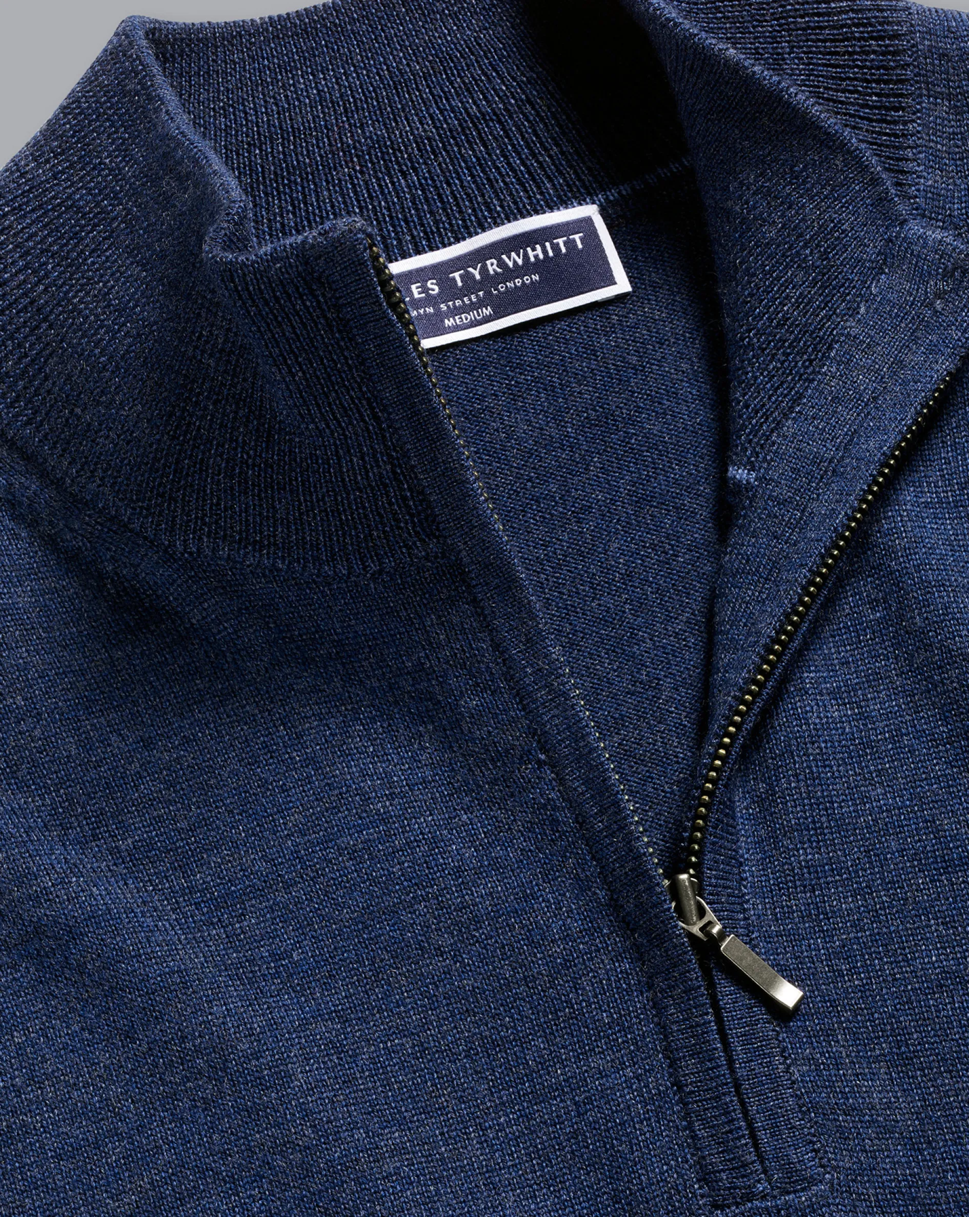 Online Charles Tyrwhitt Pure Merino Quarter Zip Sweater - Ink Blue