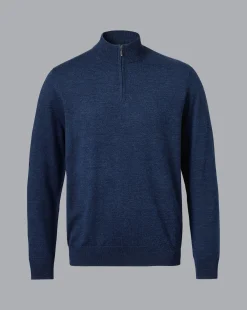 Online Charles Tyrwhitt Pure Merino Quarter Zip Sweater - Ink Blue