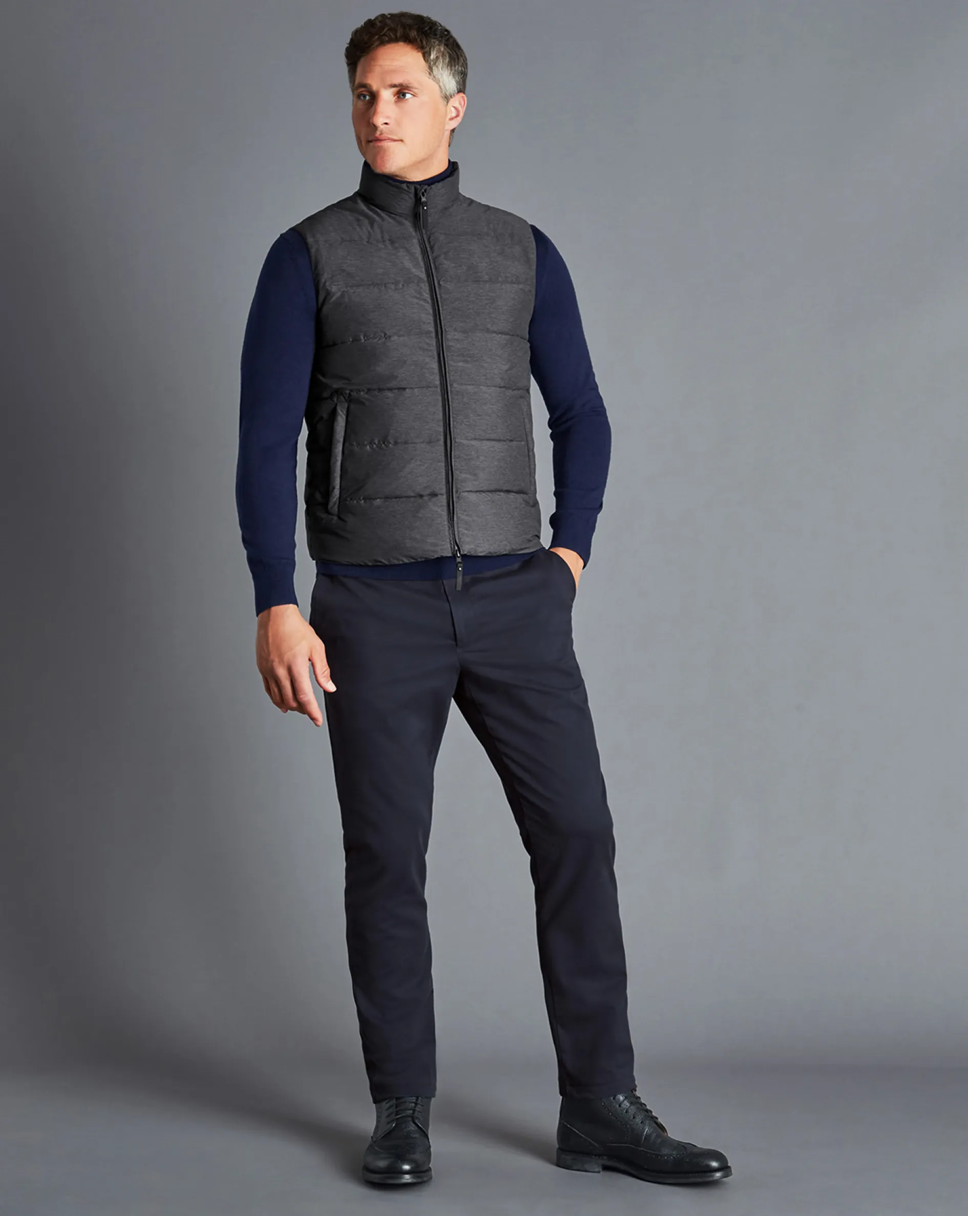 Cheap Charles Tyrwhitt Quilted Vest - Grey Melange