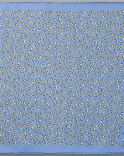 Clearance Charles Tyrwhitt Raining Cats And Dogs Print Silk Pocket Square - Cornflower Blue