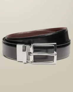 Clearance Charles Tyrwhitt Reversible Made in England Leather Belt - & Brown Black
