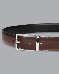 Clearance Charles Tyrwhitt Reversible Made in England Leather Belt - & Brown Black
