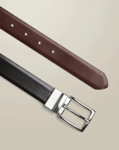 Clearance Charles Tyrwhitt Reversible Made in England Leather Belt - & Brown Black