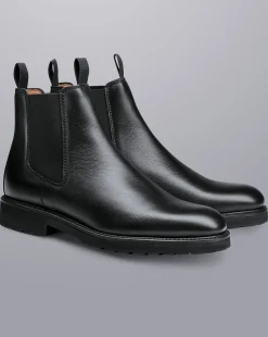 Flash Sale Charles Tyrwhitt Rubber Sole Grain Leather Chelsea Boots - Black