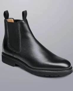 Flash Sale Charles Tyrwhitt Rubber Sole Grain Leather Chelsea Boots - Black