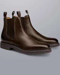 Outlet Charles Tyrwhitt Rubber Sole Grain Leather Chelsea Boots - Chocolate Brown