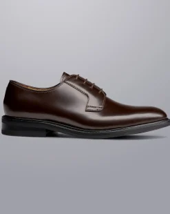 Sale Charles Tyrwhitt Rubber Sole High Shine Leather Derby Shoes - Dark Chocolate
