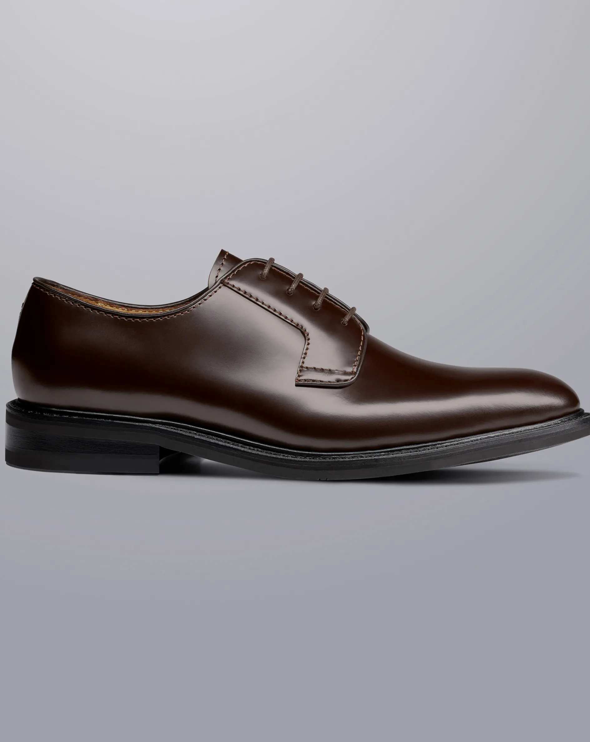 Sale Charles Tyrwhitt Rubber Sole High Shine Leather Derby Shoes - Dark Chocolate
