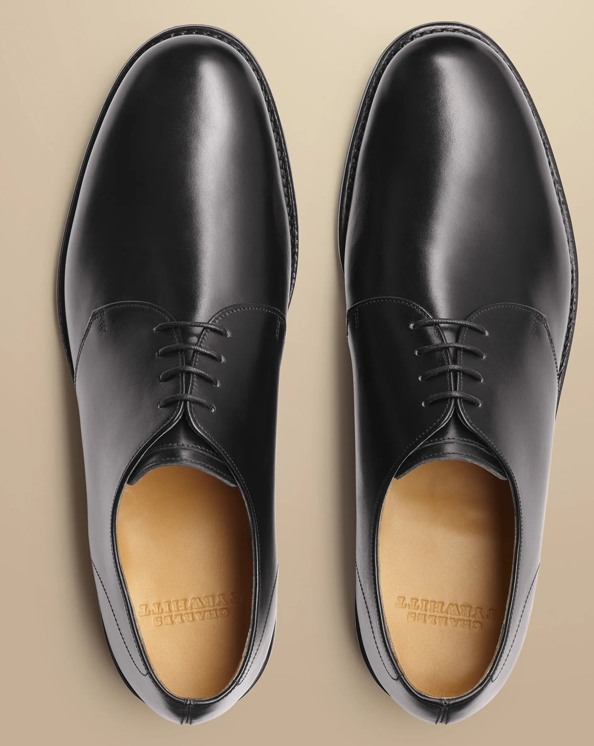 Best Sale Charles Tyrwhitt Rubber Sole Leather Derby Shoes - Black