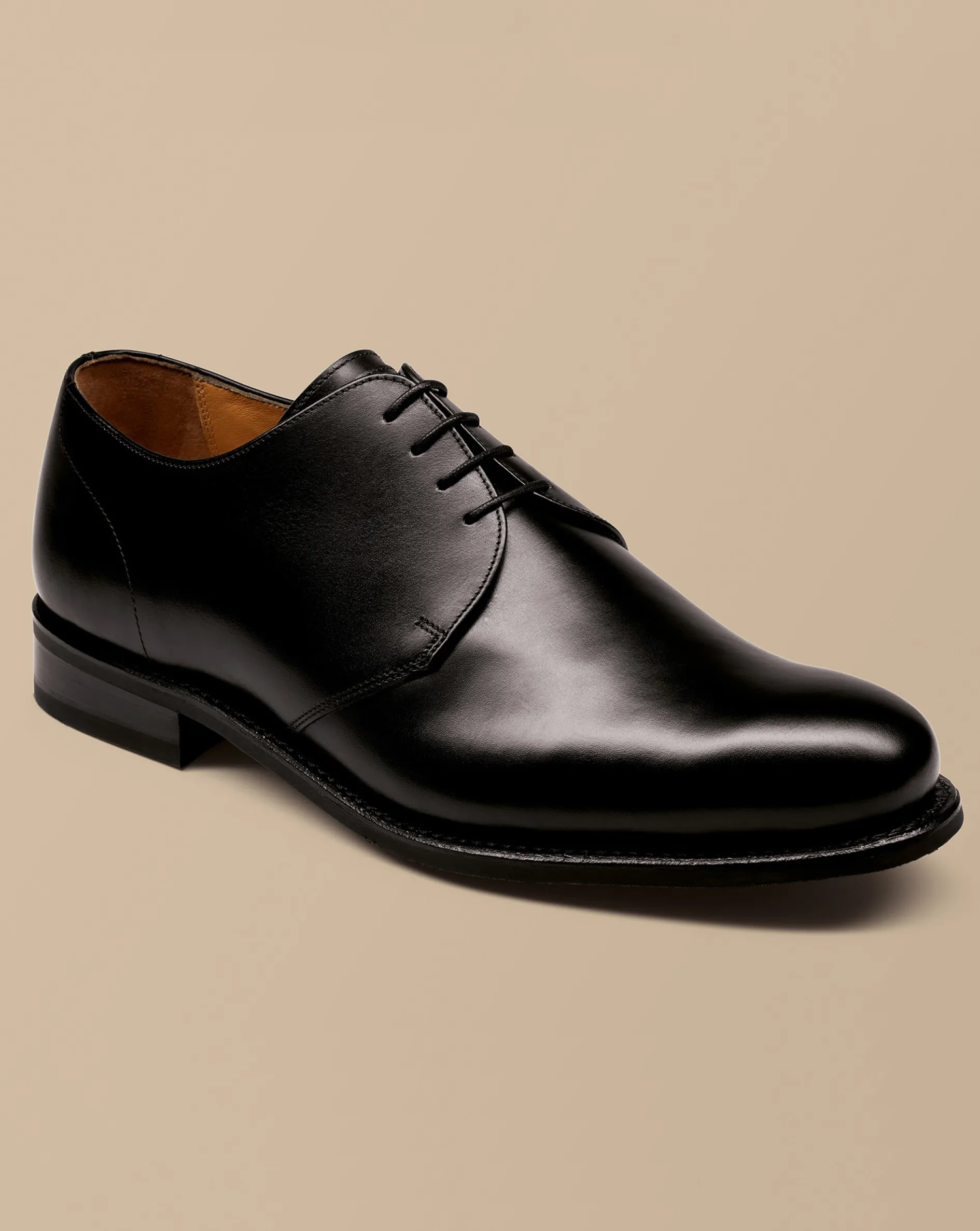 Best Sale Charles Tyrwhitt Rubber Sole Leather Derby Shoes - Black
