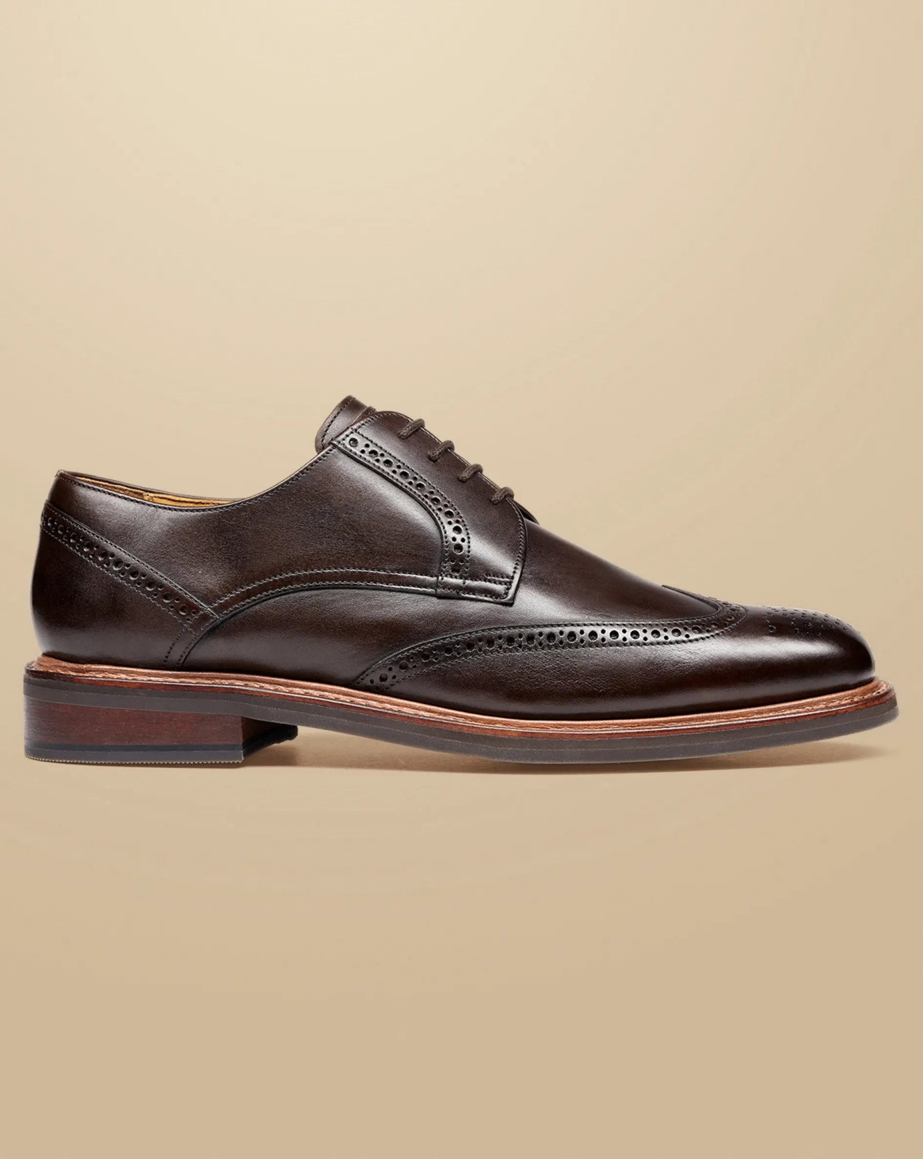 Flash Sale Charles Tyrwhitt Rubber Sole Leather Derby Brogue Shoes - Dark Chocolate