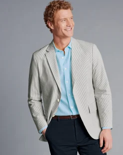 Best Charles Tyrwhitt Seersucker Jacket - Silver Grey