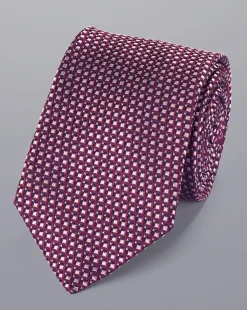 Cheap Charles Tyrwhitt Semi Plain Pattern Silk Tie - Dark Pink