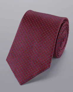 Online Charles Tyrwhitt Semi Plain Pattern Silk Tie - Red