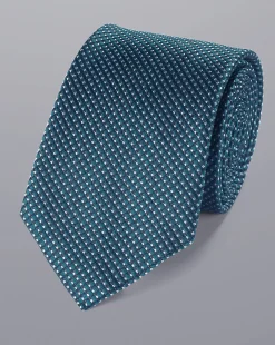 Online Charles Tyrwhitt Semi Plain Pattern Silk Tie - Blue Dark Turquoise