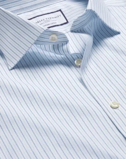 Cheap Charles Tyrwhitt Semi-Spread Collar Cotton Shadow Stripe Shirt - Blue Royal