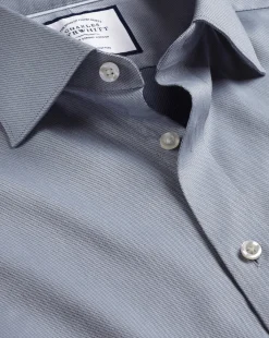 Best Charles Tyrwhitt Semi-Spread Collar Egyptian Cotton Hampton Weave Shirt - Steel Blue