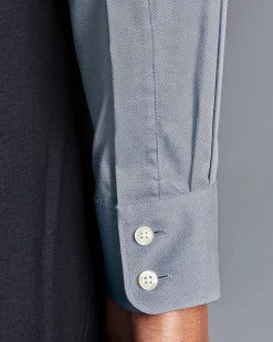 Best Charles Tyrwhitt Semi-Spread Collar Egyptian Cotton Hampton Weave Shirt - Steel Blue