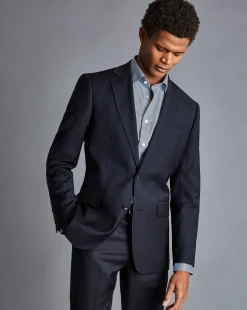 Best Charles Tyrwhitt Semi-Spread Collar Egyptian Cotton Hampton Weave Shirt - Steel Blue