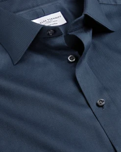 Cheap Charles Tyrwhitt Semi-Spread Collar Egyptian Cotton Windsor Weave Shirt - Steel Blue