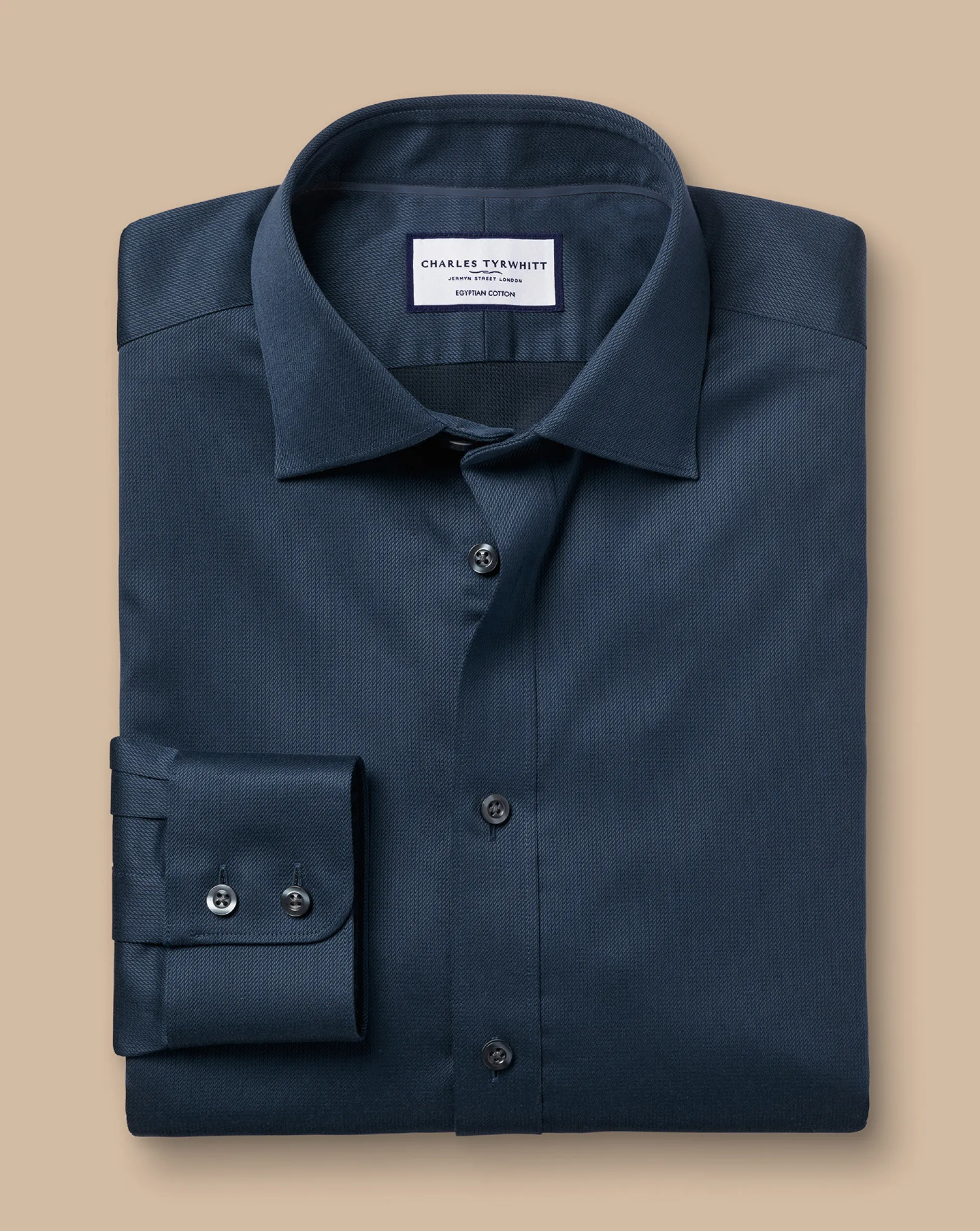 Cheap Charles Tyrwhitt Semi-Spread Collar Egyptian Cotton Windsor Weave Shirt - Steel Blue