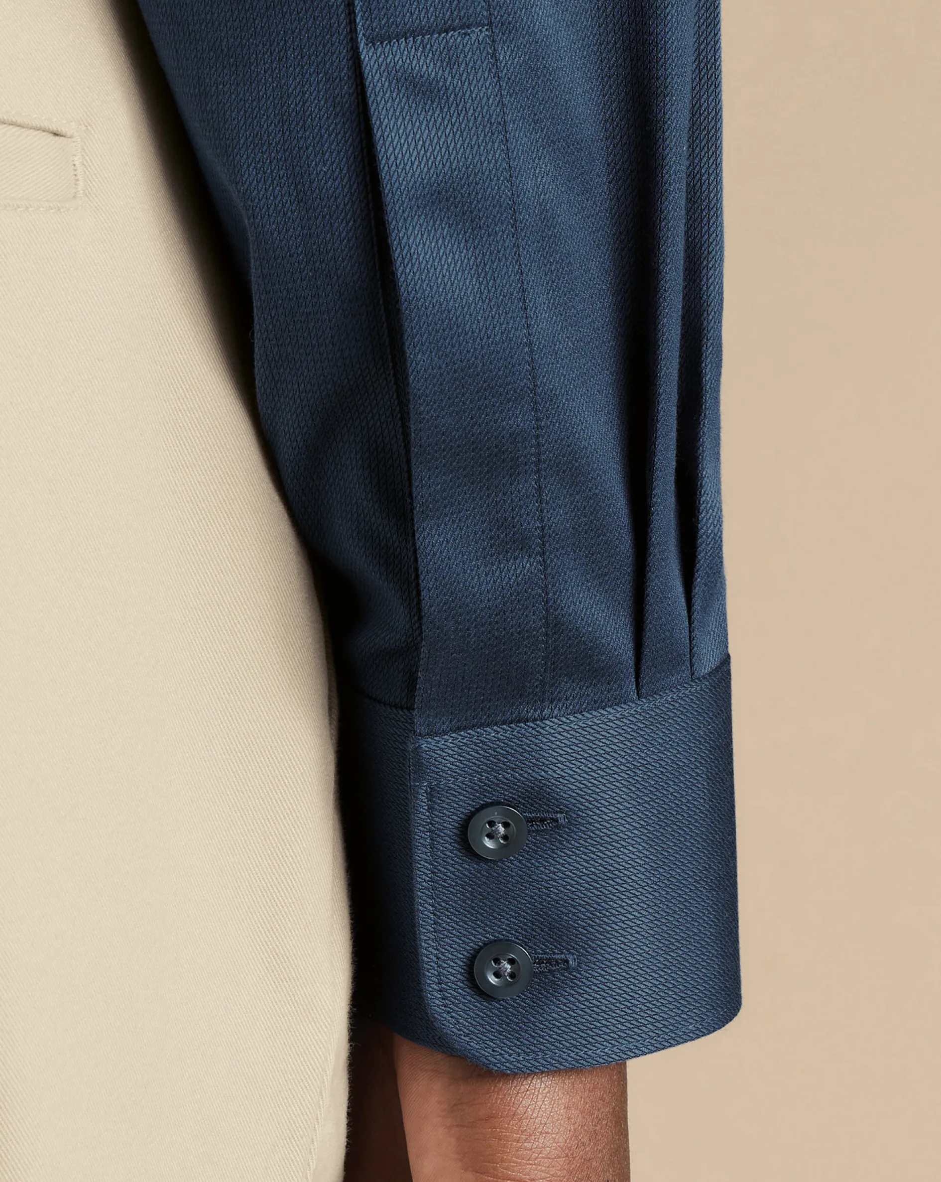 Cheap Charles Tyrwhitt Semi-Spread Collar Egyptian Cotton Windsor Weave Shirt - Steel Blue