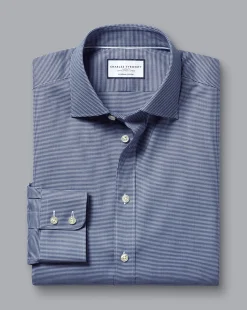 Outlet Charles Tyrwhitt Semi-Spread Collar Egyptian Cotton Puppytooth Shirt - Blue Royal