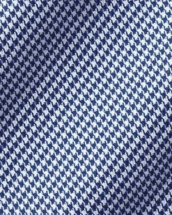 Outlet Charles Tyrwhitt Semi-Spread Collar Egyptian Cotton Puppytooth Shirt - Blue Royal