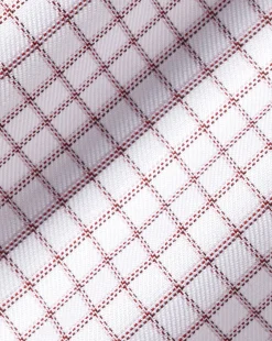 New Charles Tyrwhitt Semi-Spread Collar Egyptian Cotton Check Shirt - Dark Red