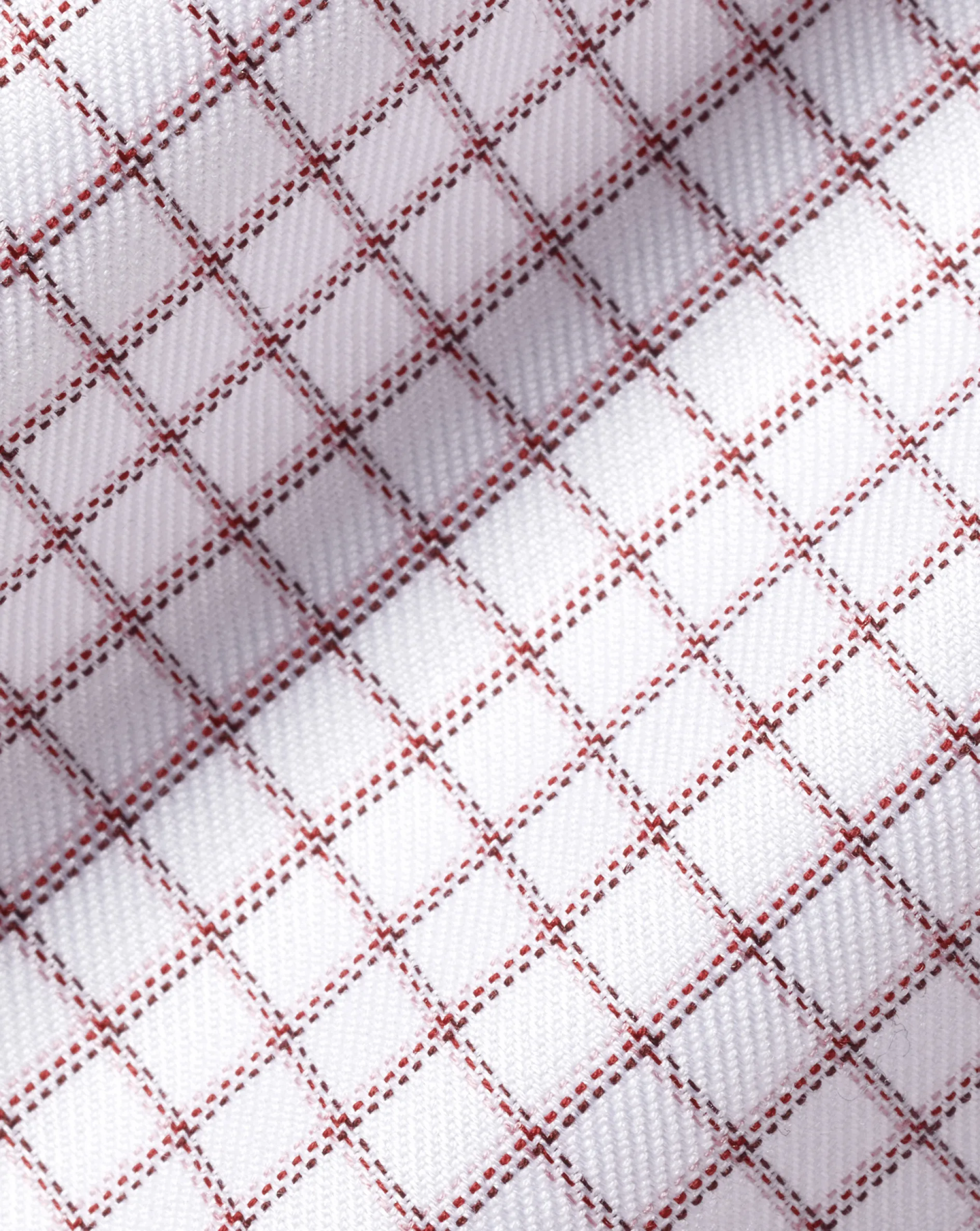 New Charles Tyrwhitt Semi-Spread Collar Egyptian Cotton Check Shirt - Dark Red