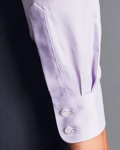 Store Charles Tyrwhitt Semi-Spread Collar Egyptian Cotton Twill Prince of Wales Check Shirt - Purple Lilac