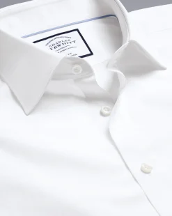 Clearance Charles Tyrwhitt Semi-Spread Collar Egyptian Cotton Poplin Shirt - White