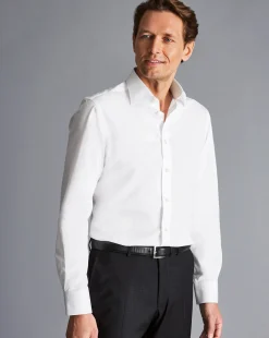 Clearance Charles Tyrwhitt Semi-Spread Collar Egyptian Cotton Poplin Shirt - White