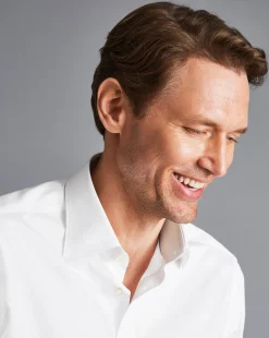 Clearance Charles Tyrwhitt Semi-Spread Collar Egyptian Cotton Poplin Shirt - White