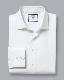Clearance Charles Tyrwhitt Semi-Spread Collar Egyptian Cotton Poplin Shirt - White