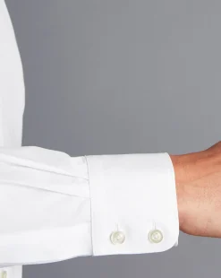 Clearance Charles Tyrwhitt Semi-Spread Collar Egyptian Cotton Poplin Shirt - White