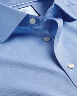 Clearance Charles Tyrwhitt Semi-Spread Collar Egyptian Cotton Berkshire Weave Shirt - Cornflower Blue
