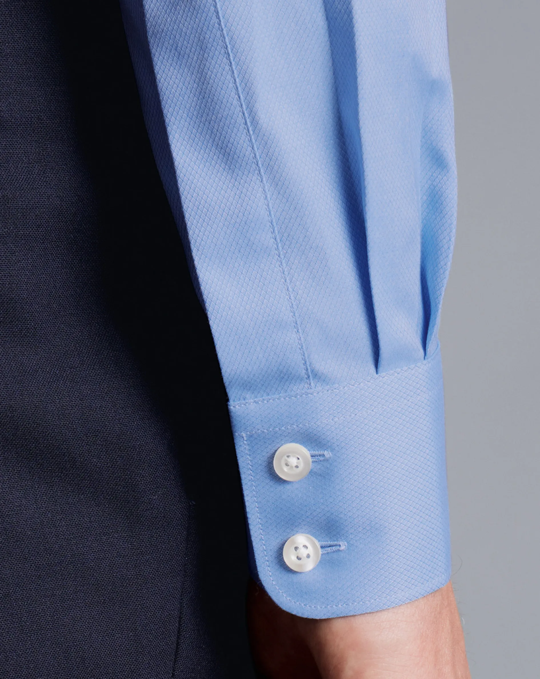Clearance Charles Tyrwhitt Semi-Spread Collar Egyptian Cotton Berkshire Weave Shirt - Cornflower Blue