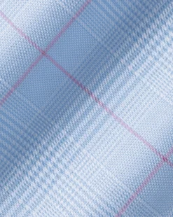 Hot Charles Tyrwhitt Semi-Spread Collar Egyptian Cotton Prince Of Wales Check Shirt - Blue Sky