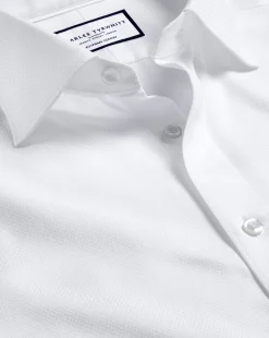 Outlet Charles Tyrwhitt Semi-Spread Collar Egyptian Cotton Hudson Weave Shirt - White