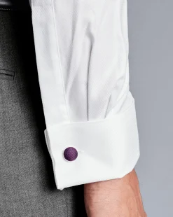Outlet Charles Tyrwhitt Semi-Spread Collar Egyptian Cotton Hudson Weave Shirt - White