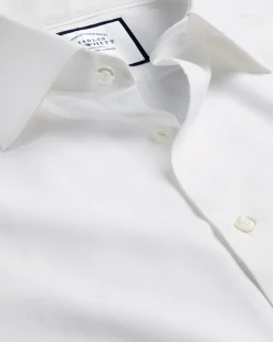 Online Charles Tyrwhitt Semi-Spread Collar Egyptian Cotton Berkshire Weave Shirt - White