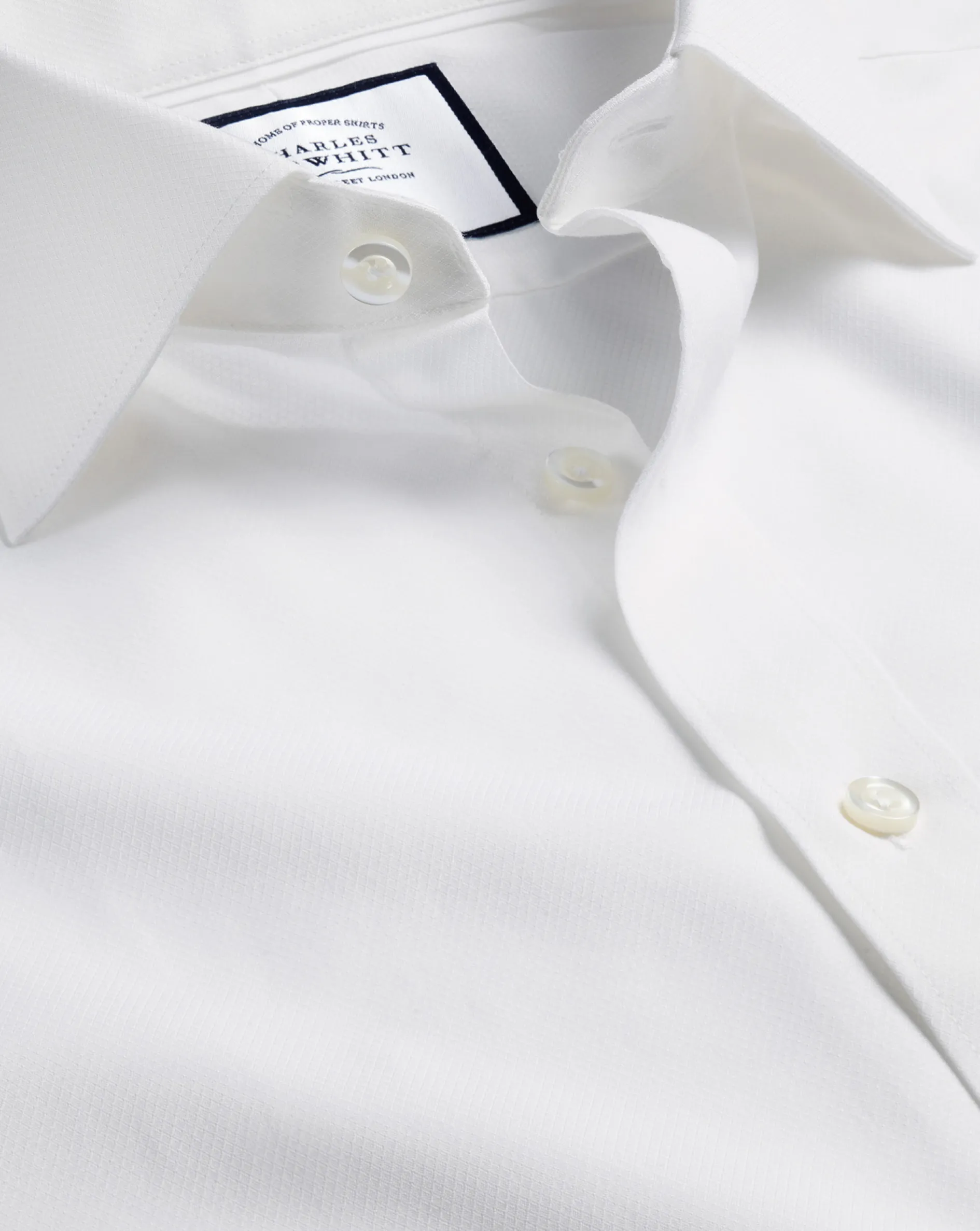 Online Charles Tyrwhitt Semi-Spread Collar Egyptian Cotton Berkshire Weave Shirt - White