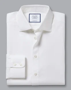 Online Charles Tyrwhitt Semi-Spread Collar Egyptian Cotton Berkshire Weave Shirt - White