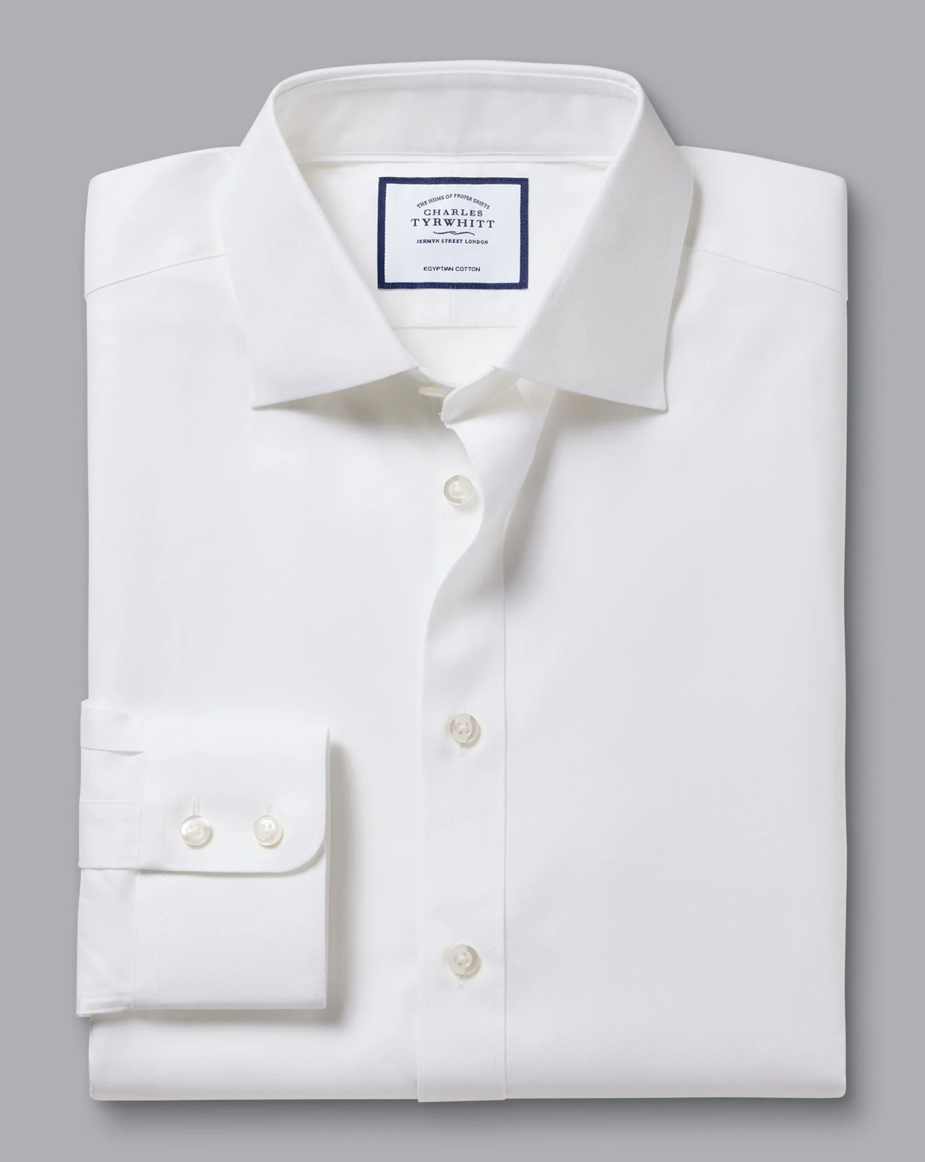 Online Charles Tyrwhitt Semi-Spread Collar Egyptian Cotton Berkshire Weave Shirt - White