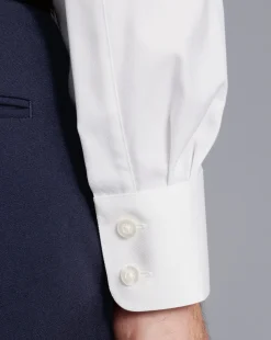 Online Charles Tyrwhitt Semi-Spread Collar Egyptian Cotton Berkshire Weave Shirt - White